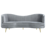 Sophia 2-Piece Channel Tufted Sofa Set, Grey Velvet