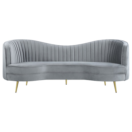 Sophia 2-Piece Channel Tufted Sofa Set, Grey Velvet