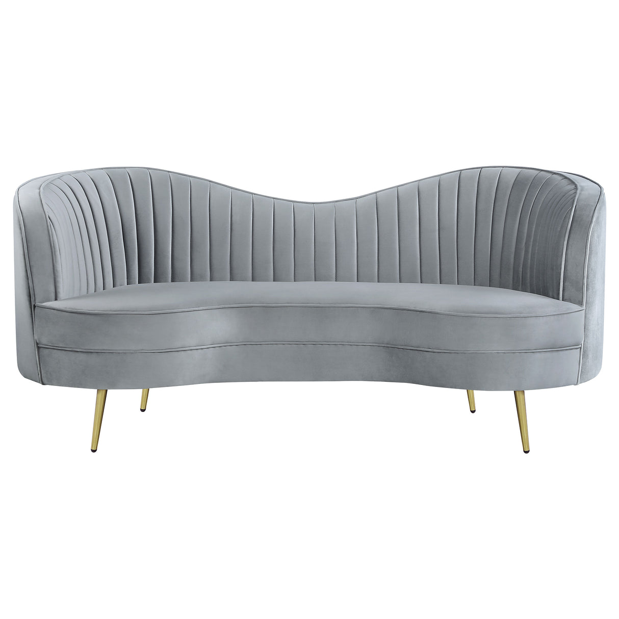 Sophia 2-Piece Channel Tufted Sofa Set, Grey Velvet