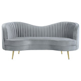 Sophia 2-Piece Channel Tufted Sofa Set, Grey Velvet