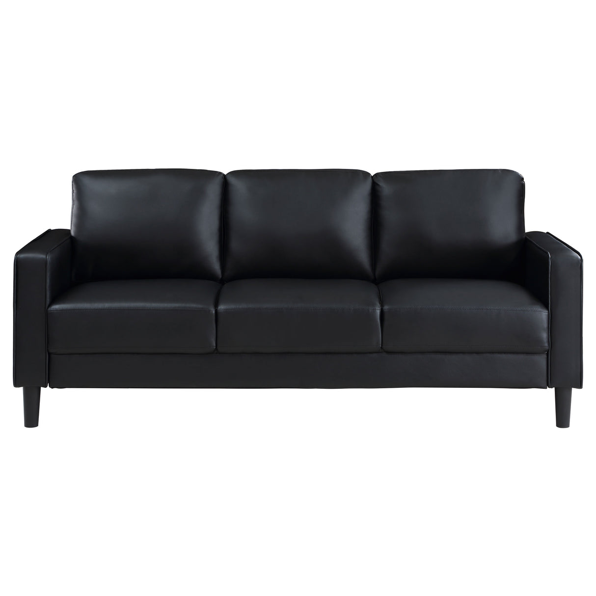 Ruth Upholstered Track Arm Sofa - Black Faux Leather