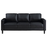 Ruth Upholstered Track Arm Sofa - Black Faux Leather