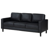 Ruth Upholstered Track Arm Sofa - Black Faux Leather