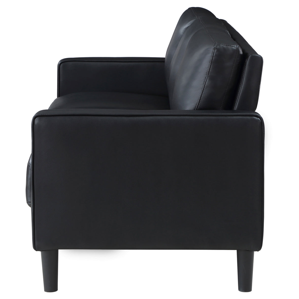 Ruth Upholstered Track Arm Sofa - Black Faux Leather