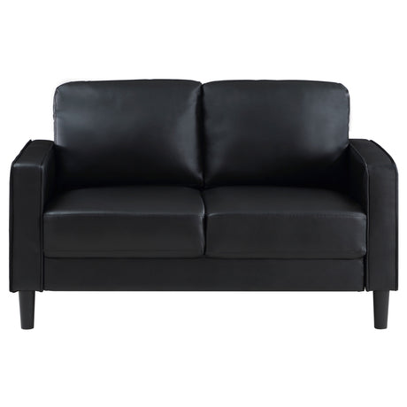 Ruth Upholstered Track Arm Loveseat - Black