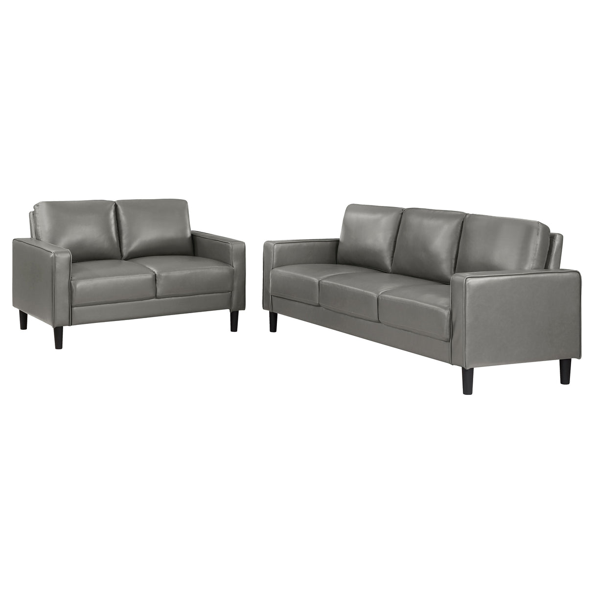 Ruth 2-Piece Grey Upholstered Track Arm Sofa Set
