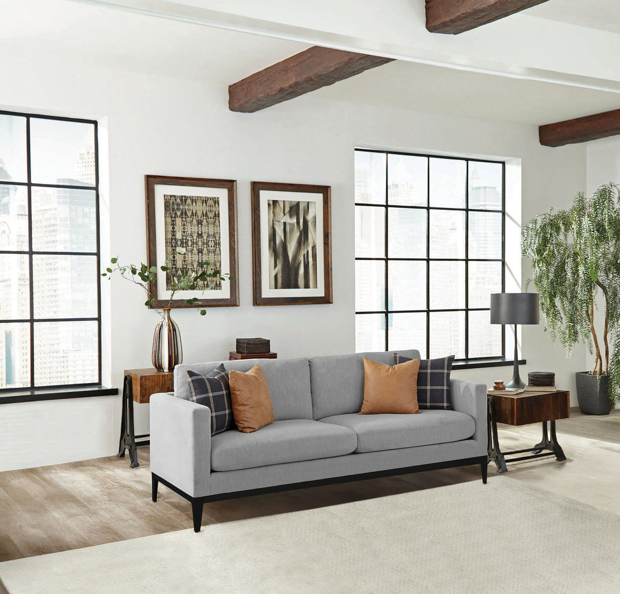 Apperson Upholstered Track Arm Sofa Light Grey