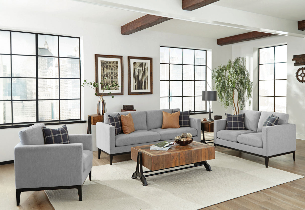 Apperson Upholstered Track Arm Loveseat Light Grey