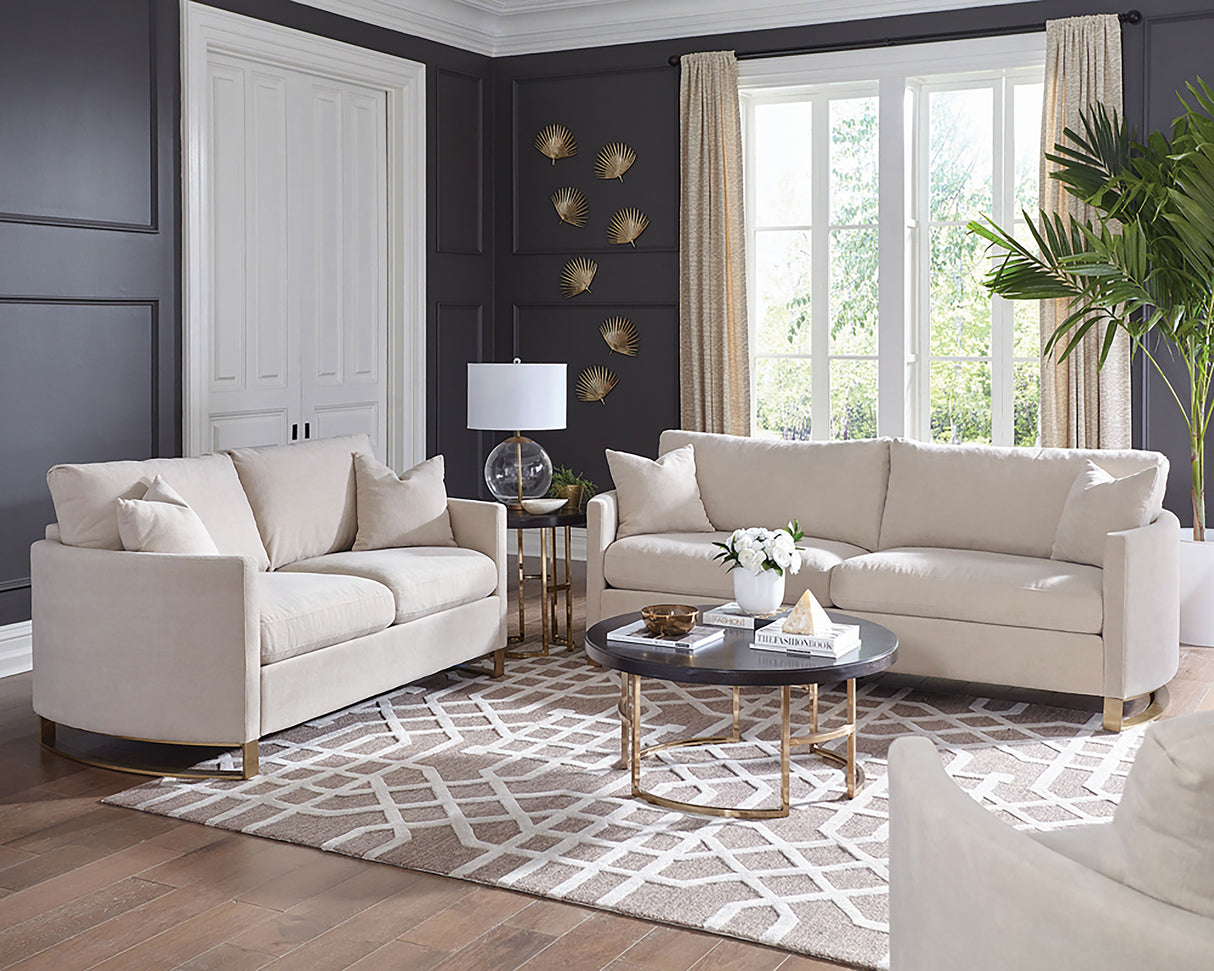 Corliss Upholstered Curved Track Arm Sofa in Beige