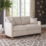 Corliss Upholstered Curved Track Arm Loveseat - Beige