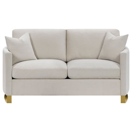 Corliss Upholstered Curved Track Arm Loveseat - Beige