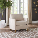 Corliss Upholstered Curved Track Arm Chair, Beige