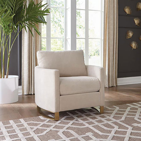 Corliss Upholstered Curved Track Arm Chair, Beige