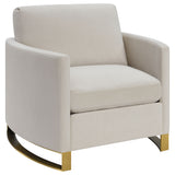 Corliss Upholstered Curved Track Arm Chair, Beige