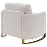 Corliss Upholstered Curved Track Arm Chair, Beige