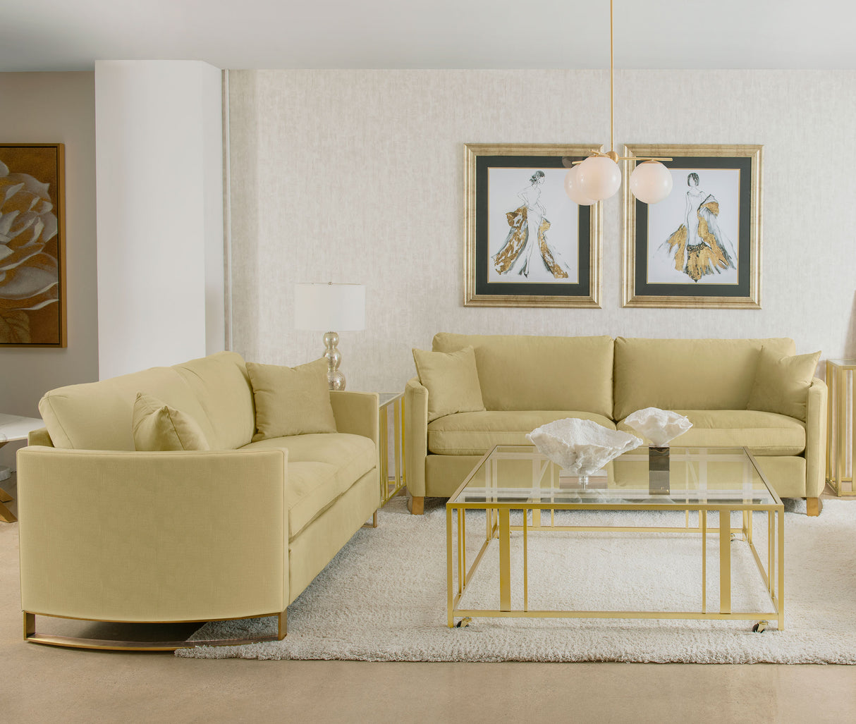 Corliss 2-Piece Velvet Upholstered Sofa Set Camel