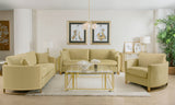 Corliss Upholstered Curved Track Arm Loveseat Camel