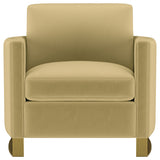 Corliss Upholstered Curved Track Arm Chair in Camel