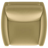 Corliss Upholstered Curved Track Arm Chair in Camel