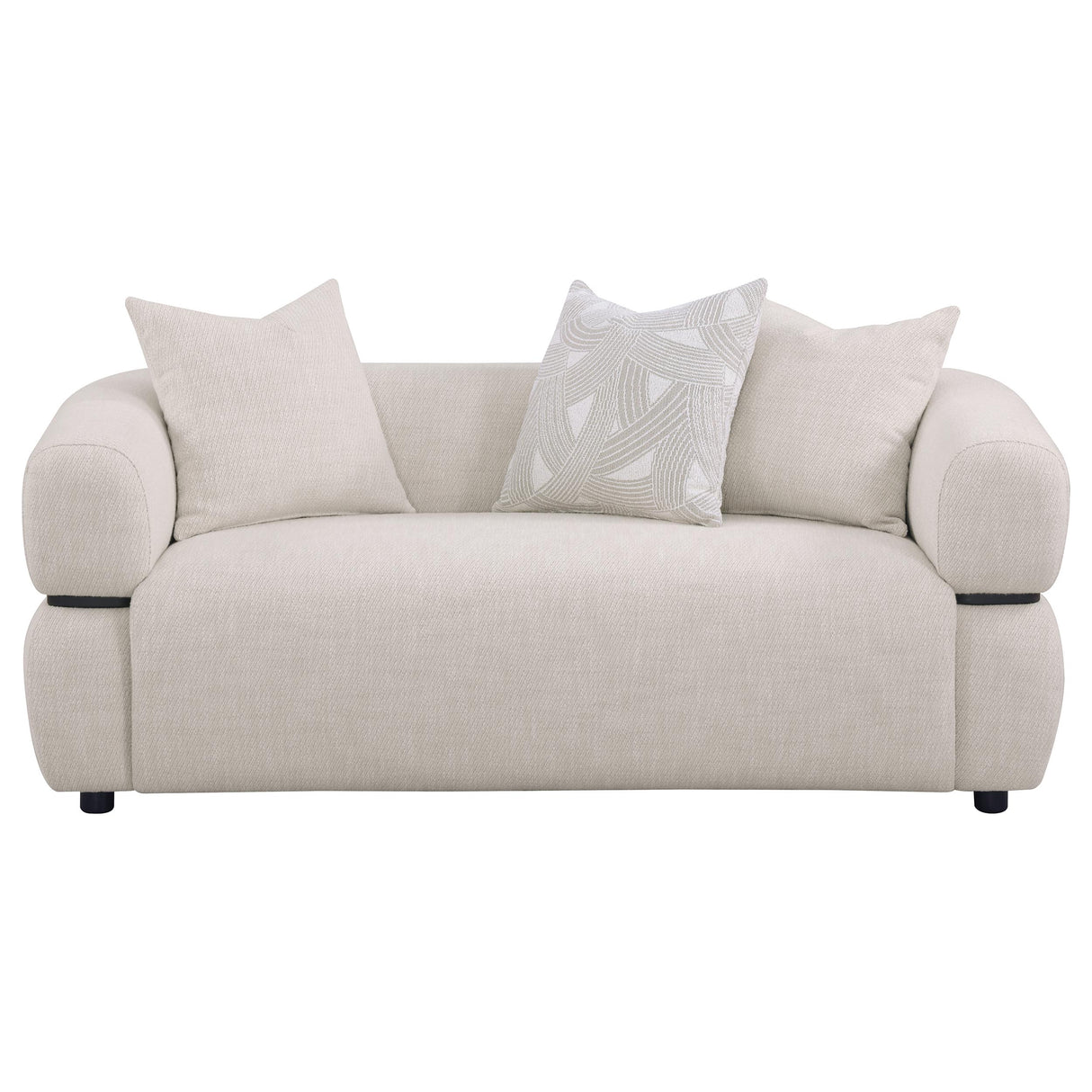 Jeanette 73-Inch Beige Fabric Upholstered Round Arm Loveseat