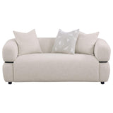 Jeanette 73-Inch Beige Fabric Upholstered Round Arm Loveseat
