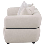 Jeanette 73-Inch Beige Fabric Upholstered Round Arm Loveseat