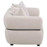 Jeanette 73-Inch Beige Fabric Upholstered Round Arm Loveseat