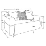 Jeanette 73-Inch Beige Fabric Upholstered Round Arm Loveseat