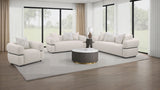 Jeanette 73-Inch Beige Fabric Upholstered Round Arm Loveseat