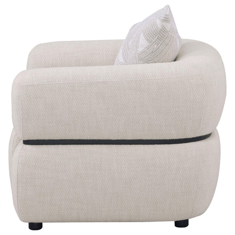 Jeanette Fabric Upholstered Round Arm Accent Chair Beige