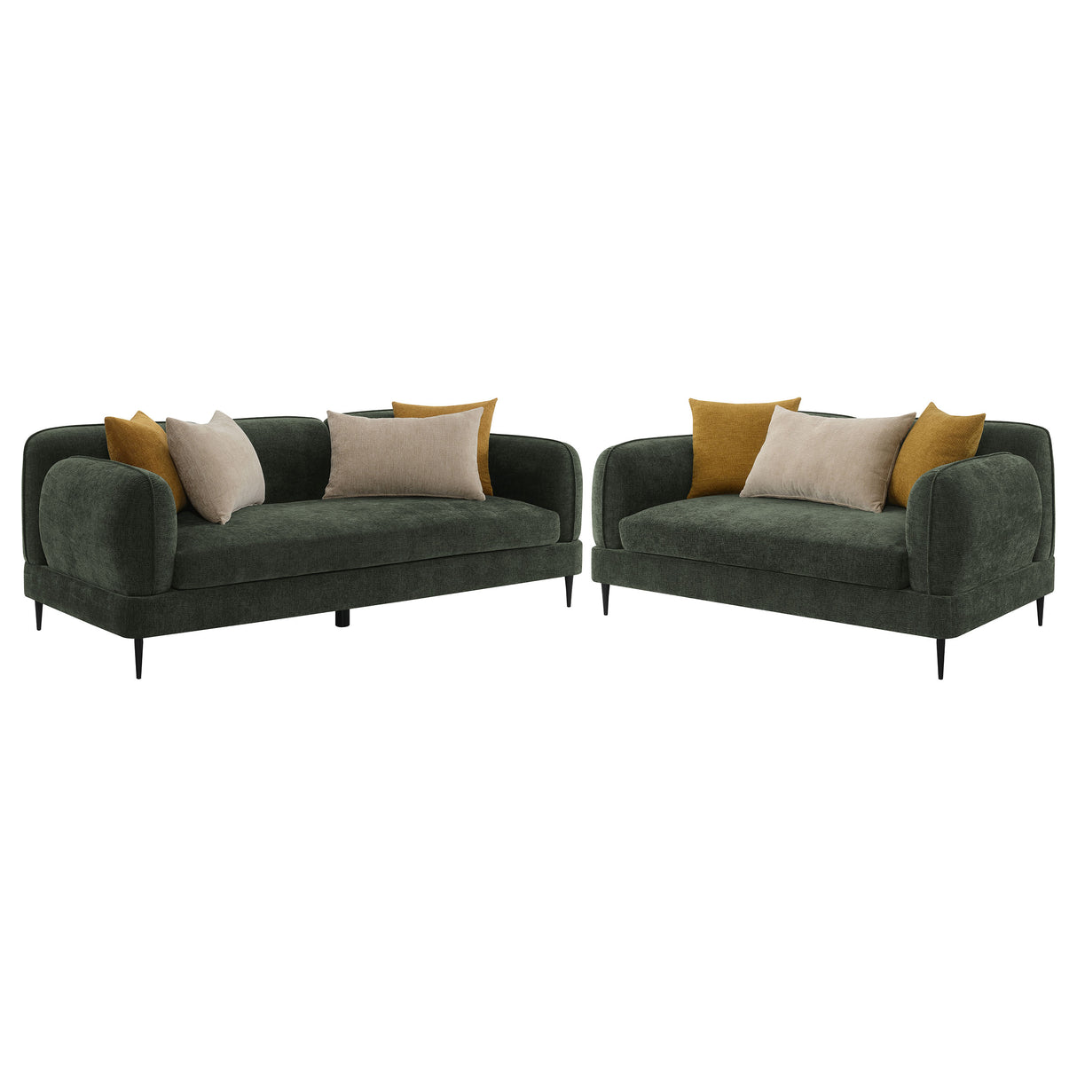 Jade 2-Piece Chenille Upholstered Sofa Set Green