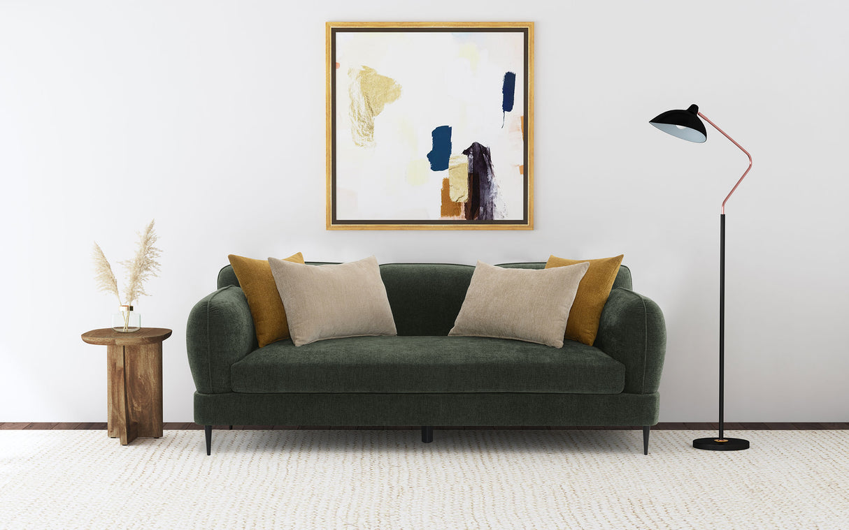 Jade Chenille Modern Track Arm Sofa in Green