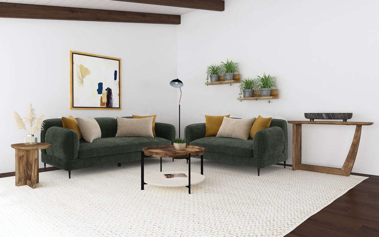Jade Chenille Modern Track Arm Sofa in Green