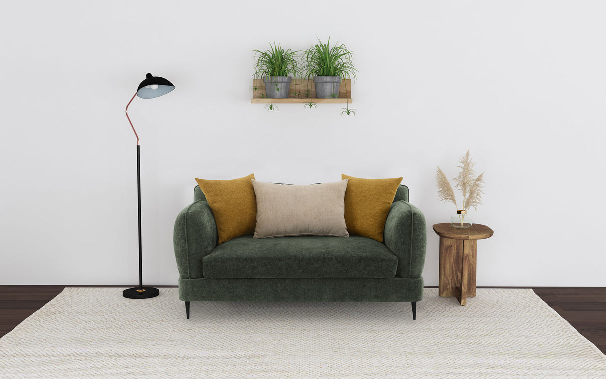 Jade Chenille Modern Track Arm Loveseat in Green