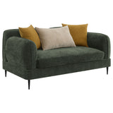 Jade Chenille Modern Track Arm Loveseat in Green