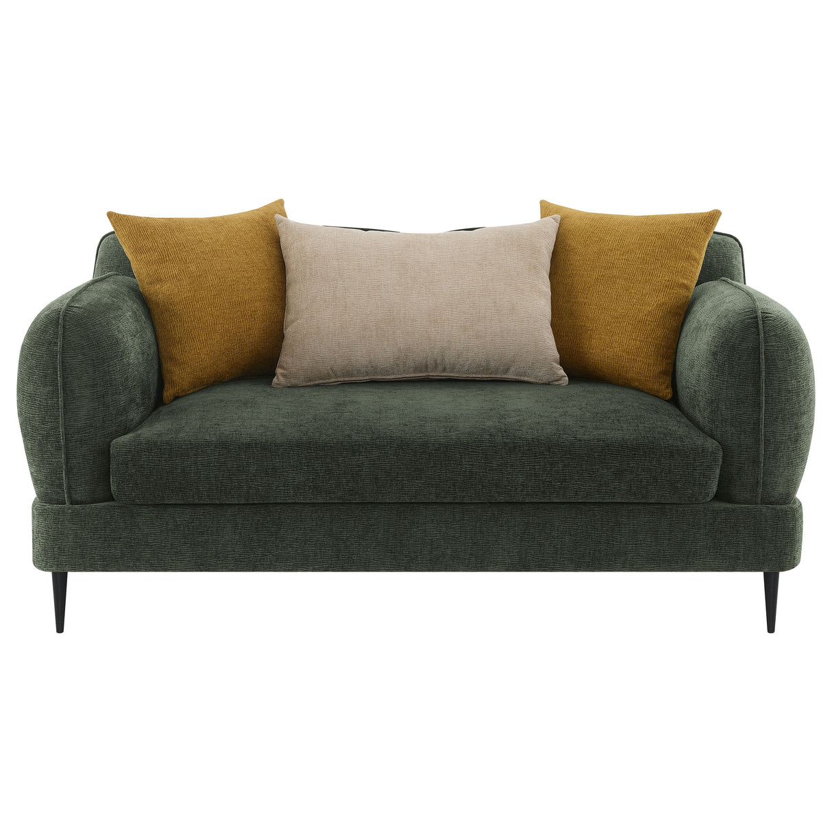 Jade Chenille Modern Track Arm Loveseat in Green