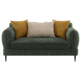 Jade Chenille Modern Track Arm Loveseat in Green