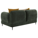 Jade Chenille Modern Track Arm Loveseat in Green