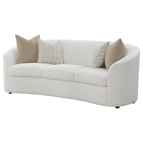 Rainn Boucle Upholstered Sloped Arm Sofa in Latte