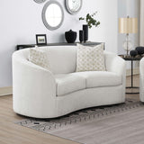 Rainn Boucle Upholstered Sloped Arm Loveseat in Latte