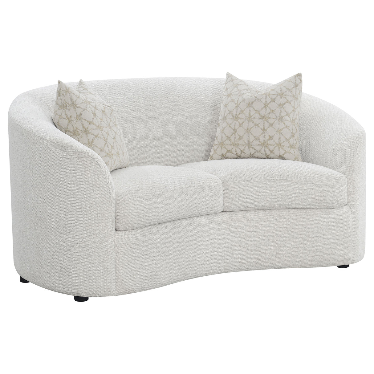Rainn Boucle Upholstered Sloped Arm Loveseat in Latte