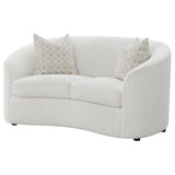Rainn Boucle Upholstered Sloped Arm Loveseat in Latte