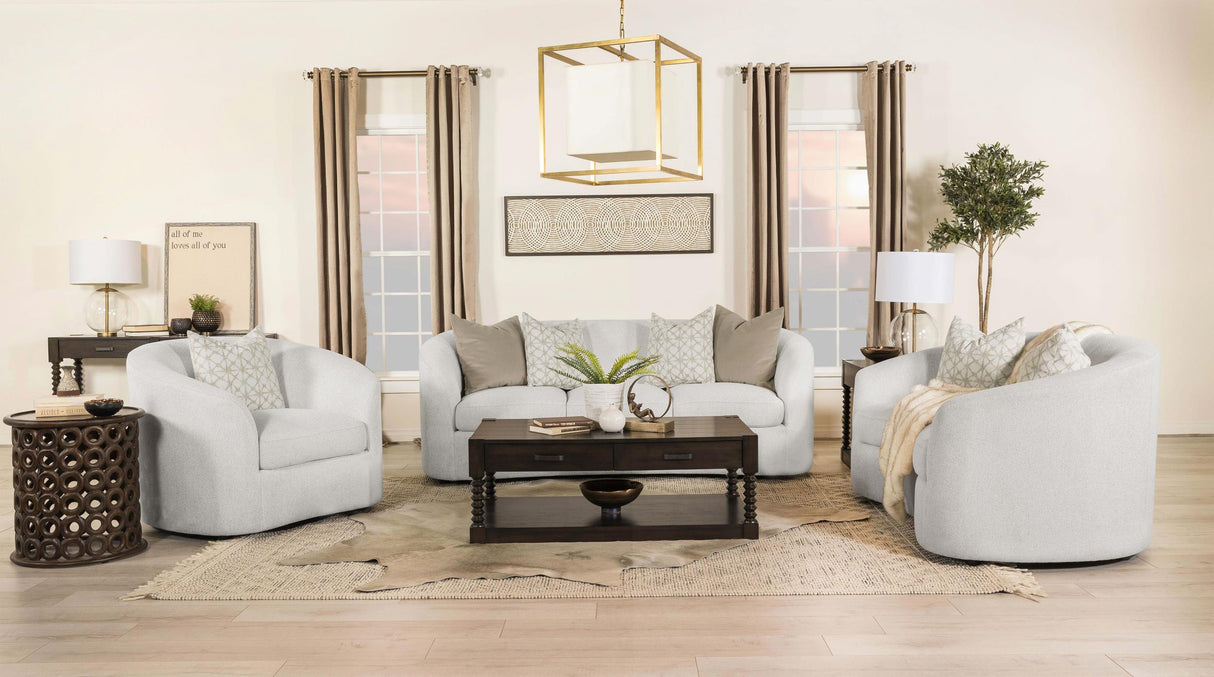 Rainn Boucle Upholstered Sloped Arm Loveseat in Latte