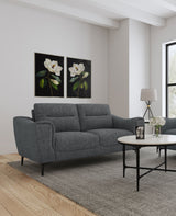 Nolan Upholstered Sloped Track Arm Loveseat in Charcoal