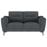 Nolan Upholstered Sloped Track Arm Loveseat in Charcoal