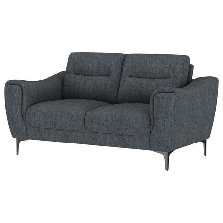 Nolan Upholstered Sloped Track Arm Loveseat in Charcoal