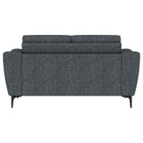 Nolan Upholstered Sloped Track Arm Loveseat in Charcoal