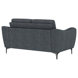 Nolan Upholstered Sloped Track Arm Loveseat in Charcoal