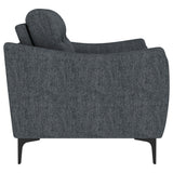 Nolan Upholstered Sloped Track Arm Loveseat in Charcoal