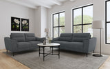 Nolan Upholstered Sloped Track Arm Loveseat in Charcoal